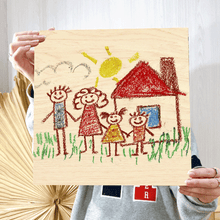 Cargar imagen en el visor de la galería, impresión en madera de dibujos de niños pequeños 
